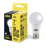 IEK лампа св/д ЛОН A60 E27  7W(700lm) 4000K 4K 112x60  матовая LLE-A60-7-230-40-E27