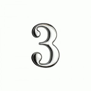 Цифра дверная АЛЛЮР металл "3" на клеевой основе  хром (600,20) блистер