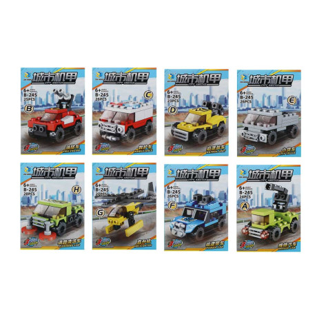 ИГРОЛЕНД Конструктор "Городские машинки" 8 в 1, 8х3,5х11 см, ABS