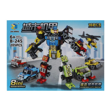 ИГРОЛЕНД Конструктор "Городские машинки" 8 в 1, 8х3,5х11 см, ABS