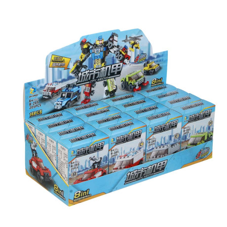 ИГРОЛЕНД Конструктор "Городские машинки" 8 в 1, 8х3,5х11 см, ABS