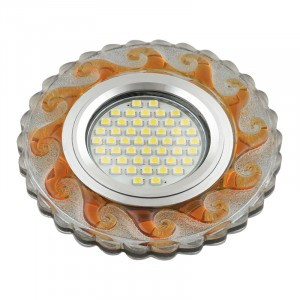 Fametto DLS-L139 GU5.3 св-к встр, Luciole стекло 95(65)x20 прозрачный /светло-корич, подсветка LED3W