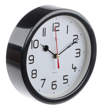 Будильник кварц d=15см, корпус черный "Классика", арт. В4-003