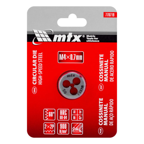 Плашка М4 х 0.7 мм, Р6М5 MTX