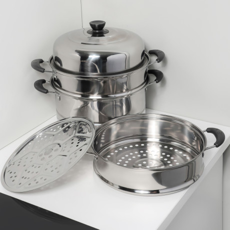 Мантоварка, 28см, нержавеющая сталь, 3 яруса