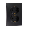 FORZA Розетка двухместная скрытой установки с заз.RS 16-238-Ч, 250В, 16А, IP20, 116x84x48, чёрная