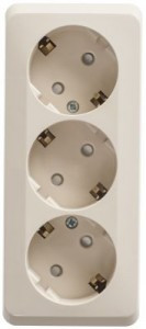 Systeme Electric Этюд роз. ОУ 3 мест. крем. (пл.осн., земля, штор.) PA16-012K (9!)