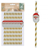 Трубочки для напитков Рождество 26см, н-р 12шт/уп, цена за уп (кратность 6!!!) VL2-389 Мультидом