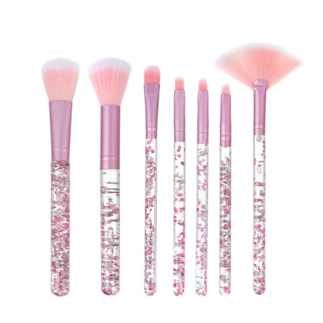 ЮНИLOOK Кисти для визажа 7 шт в ПВХ чехле, пластик, металл, иск.ворс, 14-15,5 см, 2 цвета, ВЗ24-60