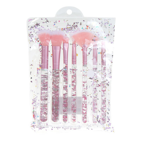 ЮНИLOOK Кисти для визажа 7 шт в ПВХ чехле, пластик, металл, иск.ворс, 14-15,5 см, 2 цвета, ВЗ24-60