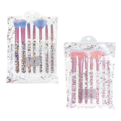 ЮНИLOOK Кисти для визажа 7 шт в ПВХ чехле, пластик, металл, иск.ворс, 14-15,5 см, 2 цвета, ВЗ24-60