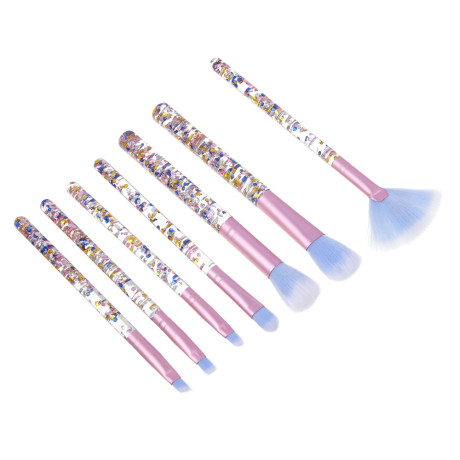 ЮНИLOOK Кисти для визажа 7 шт в ПВХ чехле, пластик, металл, иск.ворс, 14-15,5 см, 2 цвета, ВЗ24-60