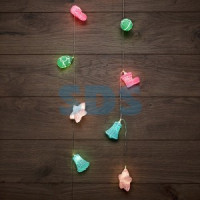 Гирлянда-нить (б) "Новый год" 10LED, теплый белый, 1,5м, прозр. ПВХ (2*АА н/к) Neon Night