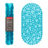 Коврик д/ванной на присосках ФИДЖИ 35*69см, ПВХ, бирюзовый, овальный, 75479 Master House