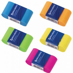 Ластик BRAUBERG "Rainbow", 42х23х13 мм, бумажный рукав, ассорти, термопластичная резина, 228067