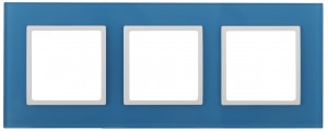 ЭРА 14 Elegance рамка СУ 3 мест.стекло, голубой+бел 14-5103-28 5527