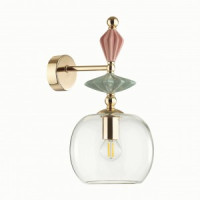 ODEON LIGHT 4855/1WB CLASSIC ODL_EX21 золото/разноцв./керамика/стекл Бра E14 1x40W 355x228 BIZET