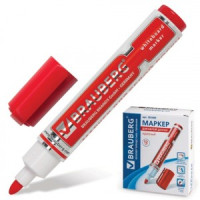 Маркер д/доски BRAUBERG &quot;Neo&quot;, КРАСНЫЙ, с клипом, кругл. након., 5 мм, 150489