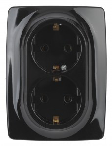 ЭРА 12 12-2108-06 роз. 2X2P+E Schuko со шторками, 16A-250В,  черный (10/100/1600) 5973