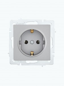 Lezard VESNA мех. роз. земля СУ 1 мест. 16А платина (ПБТ) (корп. ABS)  742-3588-122B
