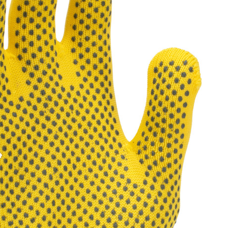 Перчатки Нейлон, ПВХ точка, 13 класс, цвет лимон, L