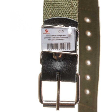 Ошейник брезент ширина 35 мм, двойной 65 см с вынесенным кольцом усиленный