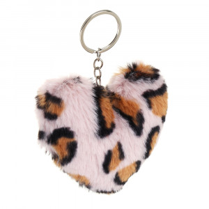 Брелок мягкий в виде сердца, 8,5x8 см, 4 цвета, расцветка леопард