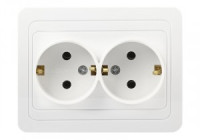 Smartbuy Марс роз. СУ 2 мест. земля 16А белая, керамика  (SBE-02w-16-S2-Z-c)