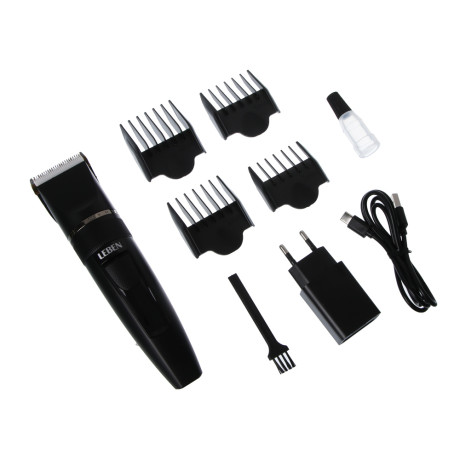 LEBEN Машинка для стрижки, керамические ножи, цифровой дисплей, аккумулятор 1200мАч, USB-кабель