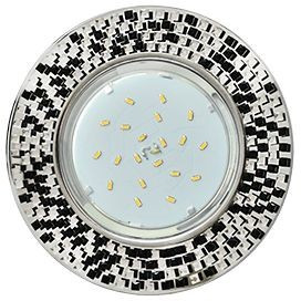 Ecola GX53 H4 5319 св-к Круг с прозр.-черной мозаикой, Зерк./Хром 40x123 FU53RMECB (10!)