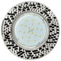 Ecola GX53 H4 5319 св-к Круг с прозр.-черной мозаикой, Зерк./Хром 40x123 FU53RMECB (10!)