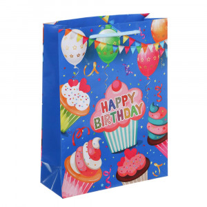 LADECOR Пакет подарочный бумажный, 18x24x7 см, 4 дизайна, С Днем Рождения