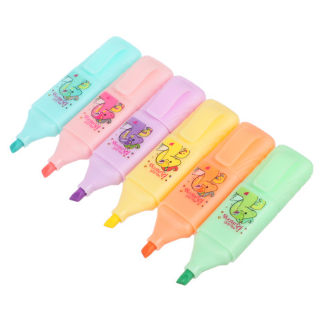 Набор маркеров-выделителей, 6 цветов, длина маркера 6,2 см., ПВХ-пенал