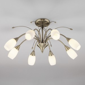 EUROSVET Люстра 8x40W 700х370 металл античная бронза/белый Ginevra 30280/8