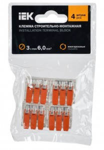 IEK клемма с рычагом СМК 221-613, 3х(0,5-6мм2) 41А (уп.4шт, цена за уп) UKZ40-613-004