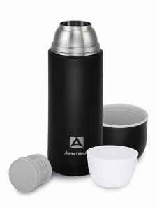 Термос Арктика 105-1000 узк.горло 1л, нерж.сталь текстурный черный