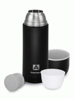 Термос Арктика 105-1000 узк.горло 1л, нерж.сталь текстурный черный