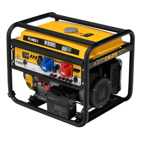 Генератор бензиновый PS 90 ED-3, 9.0 кВт, переключение режима 230 В/400 В, 25 л, электростартер Denzel