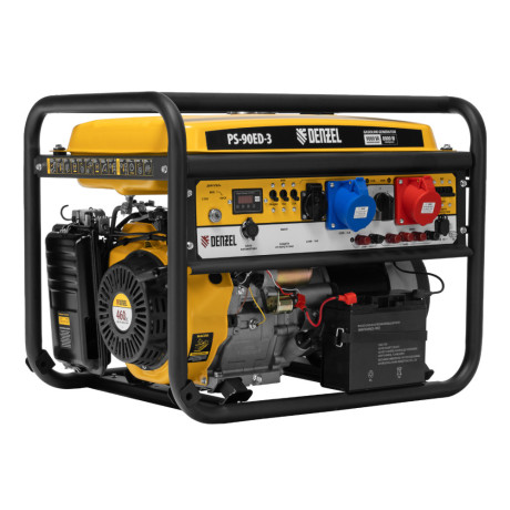 Генератор бензиновый PS 90 ED-3, 9.0 кВт, переключение режима 230 В/400 В, 25 л, электростартер Denzel