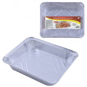 Форма д/выпечки однор,н-р2шт/уп,цена за уп,3180мл,30*24*5см(кратность 4шт!!!),алюм МО8-105 Мультидом