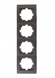 Lezard RAIN рамка 4 мест. верт. черный графит матовый (PC) 703-4141-154