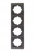 Lezard RAIN рамка 4 мест. верт. черный графит матовый (PC) 703-4141-154