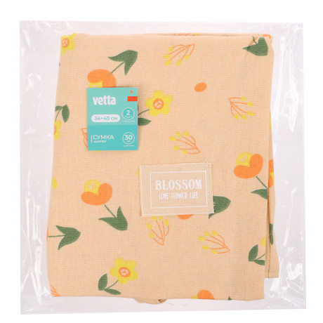 VETTA Сумка двухсторонняя с рисунком цветов и листьев, 34х40 см