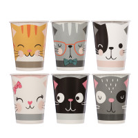 Набор бумажных стаканов Кошки с ушками, в т/у пленке, 6шт*250 мл