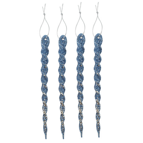 СНОУ БУМ Набор декоративных украшений "Сосульки" 13, 5 см, 4 шт, пластик, глиттер, синий