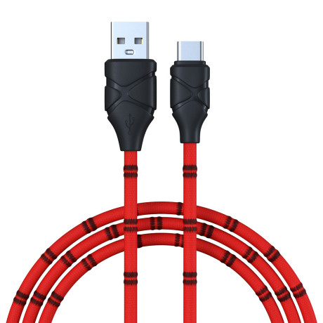 FORZA Кабель для зарядки Питон Type-C, 1м, 2А, тканевая оплётка, 3 цвета, пакет