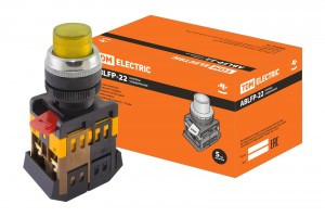 TDM ABLFP-22 кнопка управления желт. d22мм неон/230В 1з+1р (10!) SQ0704-0031