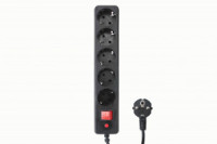 Гарнизон Сетевой фильтр (удл.) ПВС 3х0.75 5роз. 3м 10А черный земля, выкл 21218