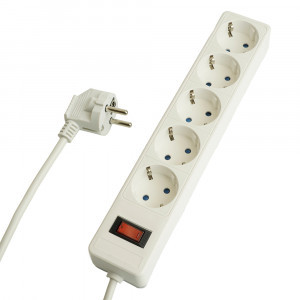 STEKKER Сетевой фильтр (удл.) ПВС 3х1 5роз. (земля) белый 5м 13А HM20-31-02 Optima 50094