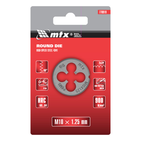 Плашка М10 х 1.25 мм, Р6М5 MTX